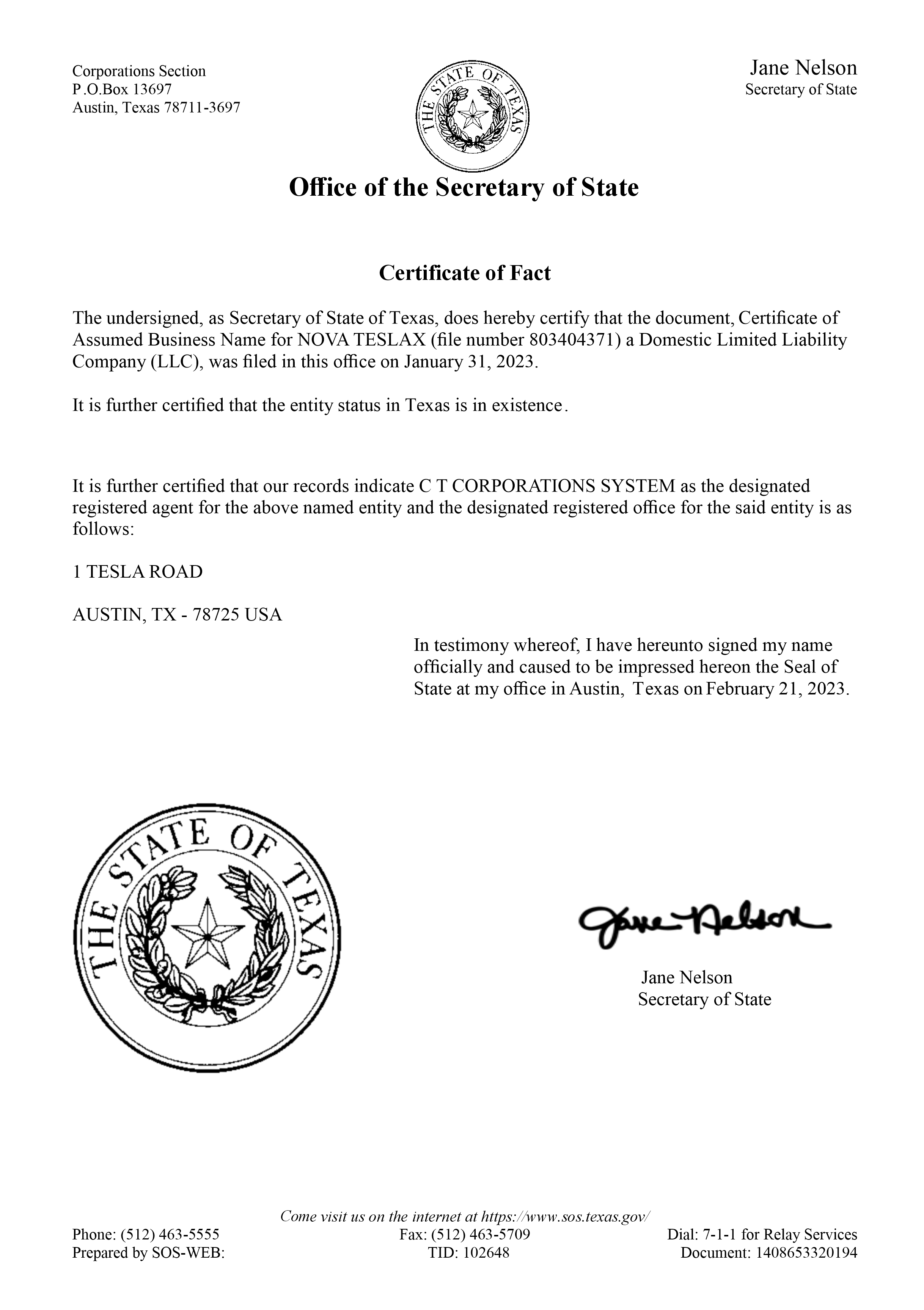 Certificate